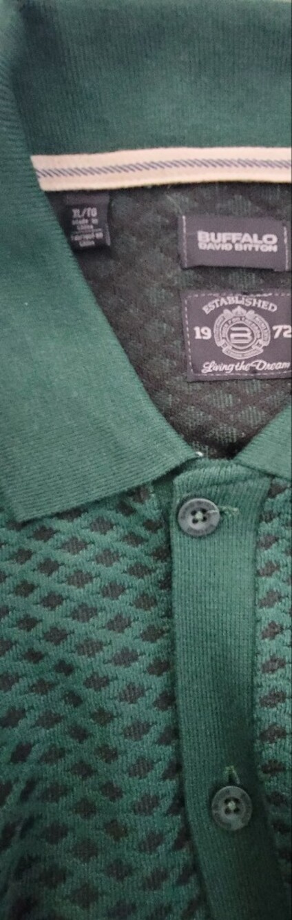 Buffalo David Bitton Green and Black Patterned Casual Button-Down Shirt